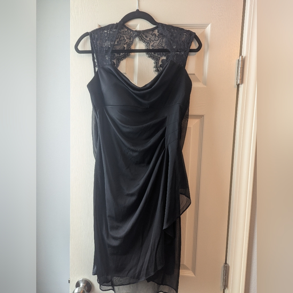 Lace Cap Sleeve Black Dress Cocktail Wedding Guest